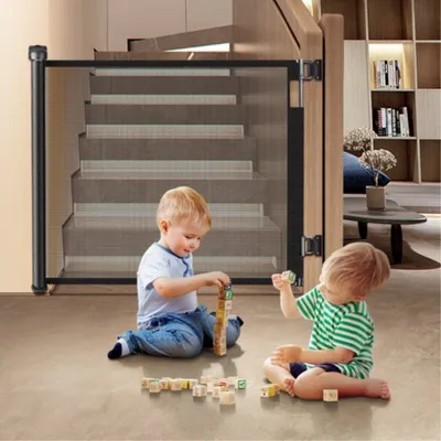 Produktbild von Treppenschutzgitter Türschutzgitter Ausziehbar 0-140 cm, Baby Absperrgitter Schutzgitter Treppe für Kinder, Katzen und Hunde (Schwarz)