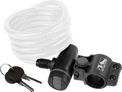 Produktbild von M-Wave SpiralMasterLock Kabelschloss CLIP-ON-Halter L 180cm Ø 10mm weiß