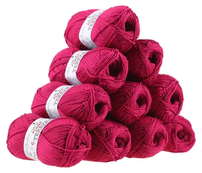 10 x 50g Strickgarn TEREZKA 100% Baumwolle, magenta