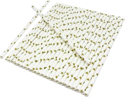 Produktbild von Oblique Unique Strohhalme Trinkhalme Geburtstag Party Hochzeit JGA Deko - weiß gold
