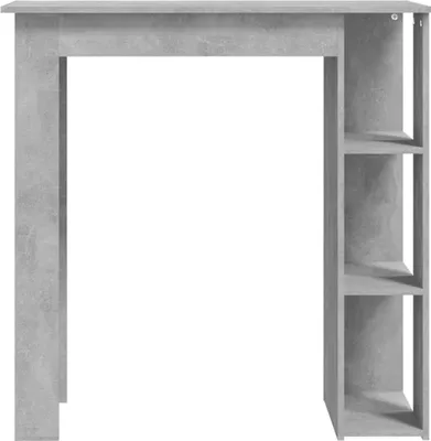 A bar table with shelves on a white background.