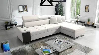 Productafbeelding van Kaiser Möbel: Comfortabele hoekbank met slaapfunctie, model MORENA I MAXI, bekleding: Uttario Velvet, kleur: ecru, uitvoering: rechts
