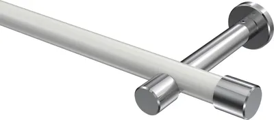Produktbild von Interdeco Gardinenstange / Vorhangstange Weiß / Chrom, Typ Prestige Santo (Kappe) ohne Ringe, 20 mm Ø 1-läufig, 540 cm