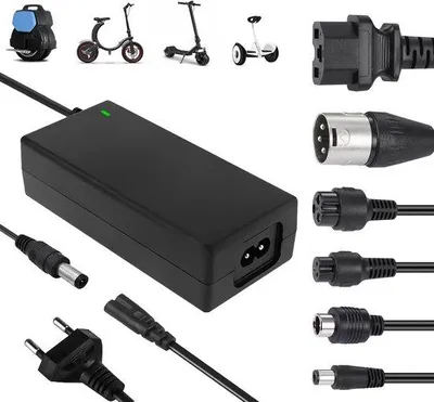 Produktbild von Universelle E-Bike-Ladegerät - 36V/42V 2A - 6 Batterieladestecker - Akkulader für Hoverboard, Drift Trikes, E-Scooter - für Xiaomi Mi Mijia M365 - 84W Max