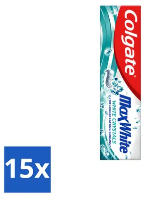 Zdjęcie produktu dla 15 sztuk pasty do zębów Colgate Max White Whitening Crystals, 100 ml - zestaw ekonomiczny