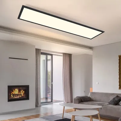 Produktbild von ZMH LED Panel Schwarz Dimmbar 120 x 30 cm Deckenleuchte Flaches Büro mit Fernbedienung Wohnzimmerlampe 48W