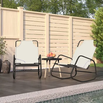 Produktbild von "2026 Promotion" Schaukelliegen 2 Stk. - Hohe Qualität - Creme Stahl und Textilene - Gartenliegen CC9648