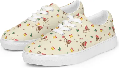Produktbild von Mr. & Mrs. Panda Sneaker Damen Rotkehlchen Schlitten Größe 39 - Gelb - Geschenk, Weihnachten, Turnschuhe, Stoffschuhe, Vogel, Sportschuhe, Stoffschuh, Damenschuhe