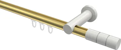 Produktbild von Interdeco Innenlaufstange / Gardinenstange mit Innenlauf Messing-Optik / Weiß, Typ Platon Elanto (Rillenzylinder), 20 mm Ø 1-läufig, 240 cm