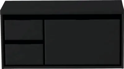Produktbild von Waschtischunterschrank Sanox Loft BxHxT 100,2 x 48 cm x 45 cm Frontfarbe schwarz matt mit Waschtischplatte 2 Schubkästen