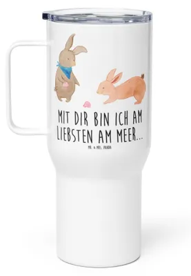 Produktbild von Mr. & Mrs. Panda thermosbecher Hasen Muschel - Weiß - Geschenk, Thermobecher, Meer, Strand, Mehrwegbecher, Muttertag, Edelstahl Tasse, Beste Freundin, Kaffee-to-go-Becher