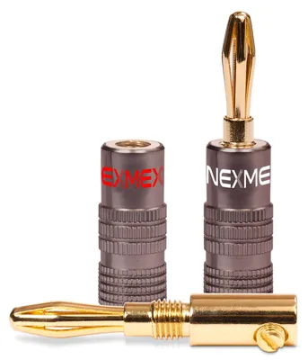 Produktbild von 2x Bananenstecker NEXMEX 24K vergoldet High End Stecker Banana - Kabel bis 6mm²