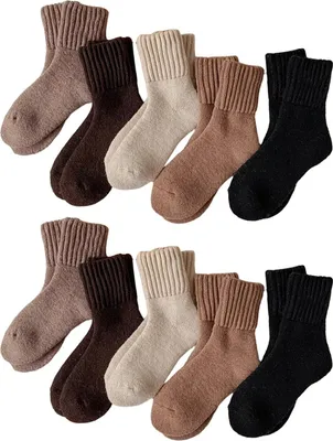 Produktbild von Uni Dicke Crew-Socken, einfarbig, warme Wintersocken, gerippte, dehnbare Freizeitsocken für Damen, passend zu Leggings und Stiefeletten