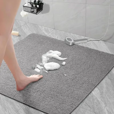Image de Tapis de douche antidérapant et anti-moisissures, 60 x 60 cm - PVC souple - Gris