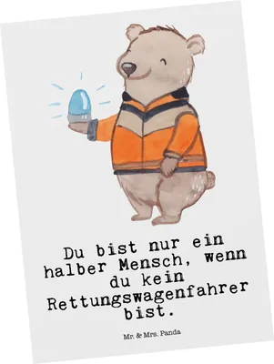 Produktbild von Mr. & Mrs. Panda Postkarte Rettungswagenfahrer Herz - Weiß - Geschenk, Postkarten, Ansichtskarten, Fotokarte, Ansichtskarte, Grußkarte