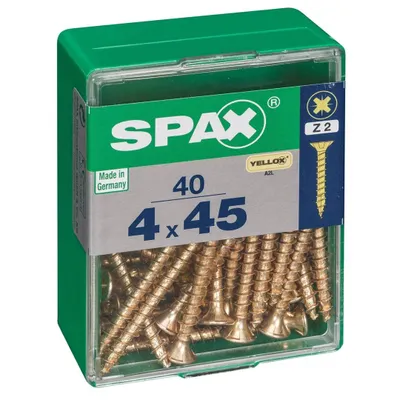Image de Lot de 40 vis acier tête fraisée pozidriv SPAX, Diam.4 mm x L.45 mm