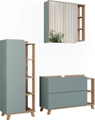 Immagine prodotto di Set di mobili da bagno Vicco Karen Sonoma/blu 3 parti, Model 55436