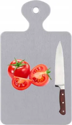 Obrázok produktu pre Plastová doska na krájanie s rukoväťou 31x17 cm sivá na zavesenie