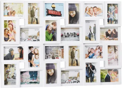 Produktbild von Mega Fotorahmen für 24 Fotos – XXL Wandkollage Weiß 10x15cm – Vielseitiger Foto Collage Rahmen von Relaxdays – Plastisch & Stilvoll – Dekorative Mehrfach-Bilderrahmenlösung