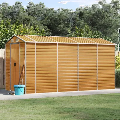 Immagine prodotto di vidaXL Casetta da giardino Marrone chiaro 191x385x198 cm Acciaio zincato