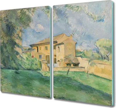 Produktbild von Coloray Kochplattenabdeckung Herdabdeckplatte 2x30x52 cm Hackbrett Schneidebrett Küchenbrett - Dorf Gebäude
