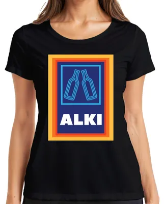 Produktbild von Alki Biertrinker Saufen Party Geschenkidee Lustig Mallorca Malle Damen T-Shirt, Schwarz, S