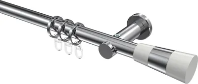 Produktbild von Interdeco Gardinenstange / Vorhangstange Chrom, Typ Platon Tanara (Konus Bicolor), 20 mm Ø 1-läufig, 240 cm