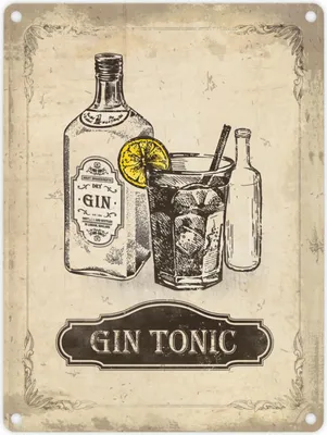 Produktbild von Gin Tonic Rezept Schild Blechschild Aluminiumschild Emailleschild
