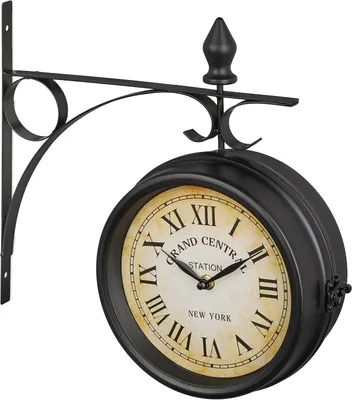 Immagine prodotto di Orologio da parete vintage, a doppia faccia, con decoro "New York". Dimensioni: 33 x 34 x 10 cm. Alimentazione a batteria. Colore: nero