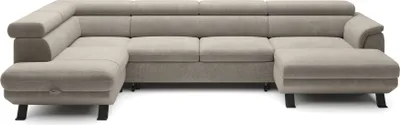 Obrázok produktu pre DomoHome ECKSOFA RAVEN XL - Rohová pohovka s funkciou spania s rozkladacím lôžkom, nastaviteľné opierky hlavy, lôžková skrinka, veľká pohovka 334x198x162 cm ľavá strana Nata
