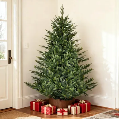 Produktbild von Salcar Künstlicher Weihnachtsbaum 180 cm Nordmanntanne Spritzguss Tannenbaum Künstlich inkl. Metalltänder und 1884 Spitzen