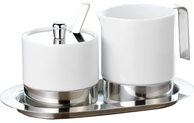 Produktbild von Esmeyer Adam Milch- und Zucker-Set Sahnegiesser 0.25 l weiss/silber