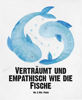 Produktbild von Mr. & Mrs. Panda Schlummerdecke Sternzeichen Fische - Weiß - Geschenk, Erstlingsdecke, Plaid, Babybettdecke, Sternbild, Babydecke, Kinderdecke, Geburtstag März, Fisch