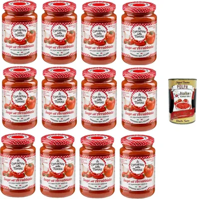 Produktbild von Le Conserve della Nonna- Sugo All'Arrabbiata Sauce 12x 190g + Italian Gourmet polpa 400g