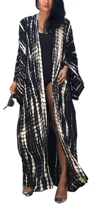 Imagen del producto de Kimono largo, cárdigan holgado, ideal para la playa, para mujer