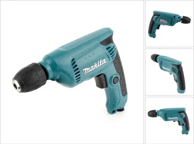 A teal and black Makita drill is shown against a white background.