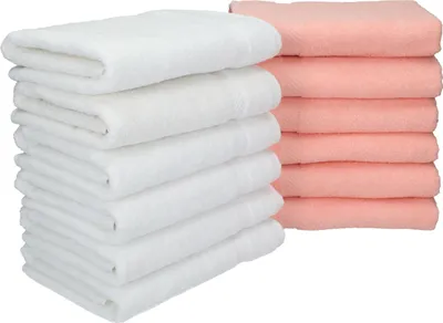 Produktbild von Betz 12 Stück Handtücher 50x100 cm PALERMO 100% Baumwolle Farbe: weiß und apricot