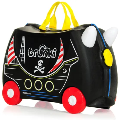Produktbild von Trunki Handgepäck Und Kinderkoffer zum Draufsitzen | Kinder Risen Geschenk für Mädchen Und Jungen | Trolley Pedro Pirat (Schwarz) – Pedro Piratenschiff (Schwarz)