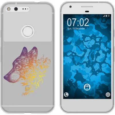 Produktbild von PhoneNatic Case kompatibel mit Google Pixel Silikon-Hülle Floral Wolf M3-3