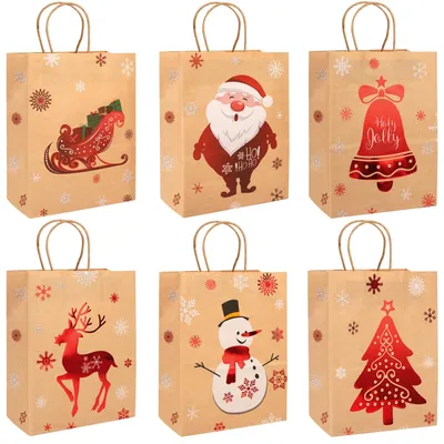 Produktbild von Omgoods – Wiederverwendbare Weihnachtsgeschenkbeutel aus Kraftpapier (24 Stück)