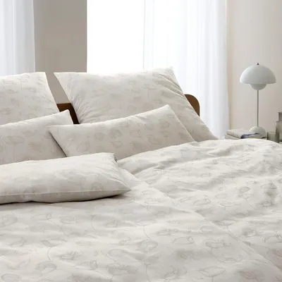 Produktbild von elegante Jacquard Bettwäsche Poppy 155x200 cm + 40x80 cm natur