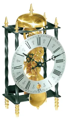 Image de Hermle Horloge de table noire/or, mouvement squelette 14 jours