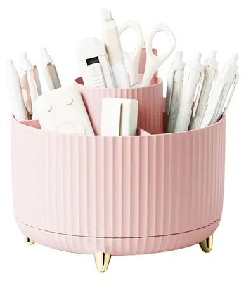 Produktbild von Kosmetik-Organizer: 360° drehbarer Organizer – Pinselhalter mit 5 Fächern – Organizer für Make-up-Pinsel, Kosmetikartikel, Nagellack, Bastelbedarf und mehr – Rosa