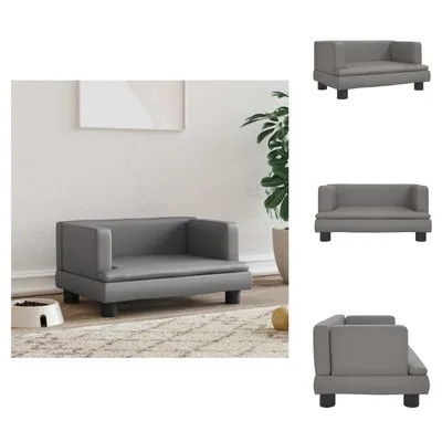 Zdjęcie produktu dla vidaXL Szare legowisko dla psa 60x40x30 cm imitacja skóry  - Legowiska dla psów