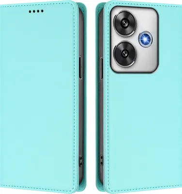 Obrázek produktu pro Kožené pouzdro pro Xiaomi Poco F6, magnetické flipové pouzdro zPolyuretankůže se stojánkem Mátově zelená