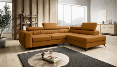 Produktbild von FURMEB 24 ECKSOFA mit Schlaffunktion und bettkasten - bequem und elegant ALVIN rechts 270 x 203 cm GELB