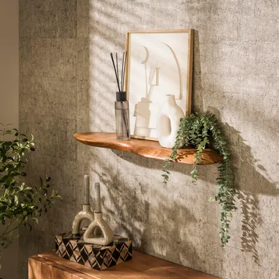 Obrázek produktu pro FURNLUX Nástěnná police Bio-akácie 90 cm / Hlavní barva: hnědá / Rozměry: 90 x 4 x 20 cm