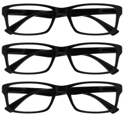 Produktbild von OPULIZE PEP Lesebrille für Damen und Herren - 3er Pack - Große Rechteckige Brille - Komfortable Federscharniere - Kratzfest - Schwarz - UVR +2.00