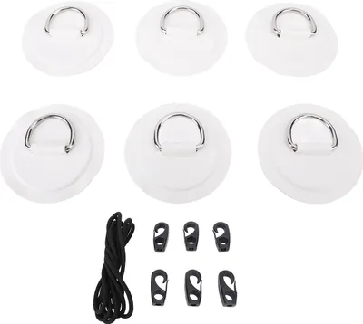Immagine prodotto di Kit di patch D Ring in acciaio inox PVC -Anelli per kayak con gancio per corda per kayak -barca gonfiabile canoa Bianco