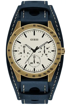 Produktbild von Guess W1100G2 Herren-Armbanduhr, Edelstahl-Gehäuse, Leder-Armband